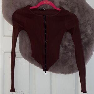 Brown Long Sleeve Women's Top